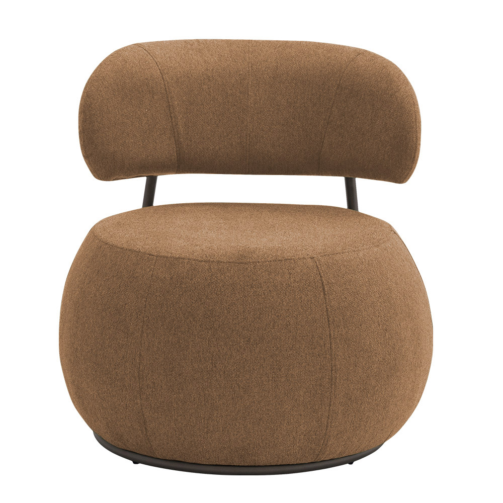 Poltrona Decorativa Greta Base Fixa Titânio Linho Bouclé Terracota - Nexta Casa