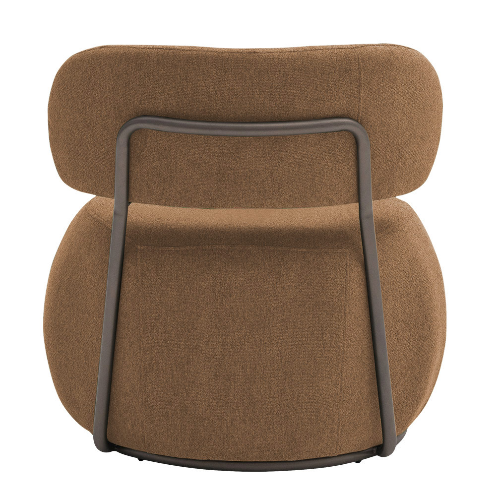 Poltrona Decorativa Greta Base Fixa Titânio Linho Bouclé Terracota - Nexta Casa