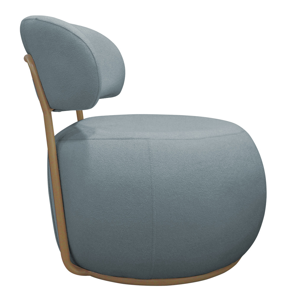 Poltrona Decorativa Greta Base Giratória Ouro Fosco Bouclé Azul Claro - Nexta Casa