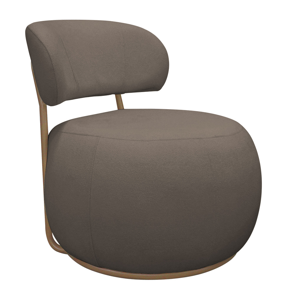 Poltrona Decorativa Greta Base Giratória Ouro Fosco Bouclé Marrom - Nexta Casa