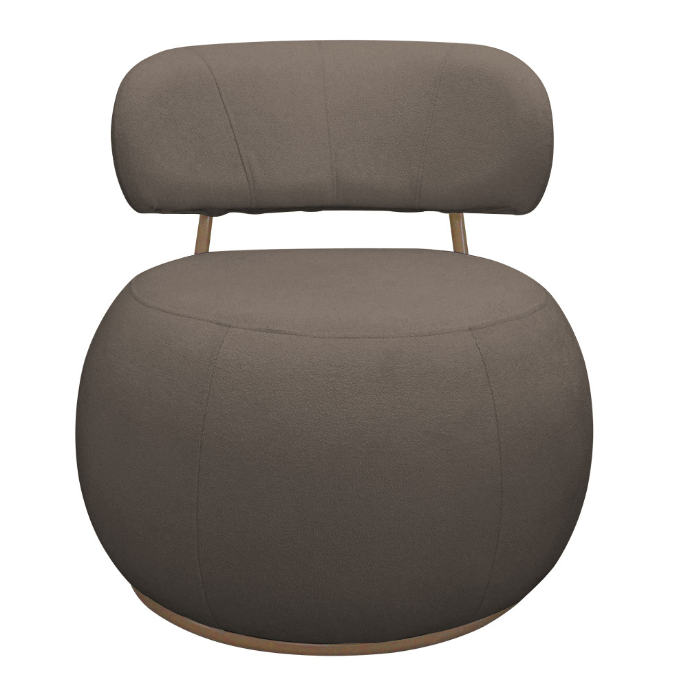 Poltrona Decorativa Greta Base Giratória Ouro Fosco Bouclé Marrom - Nexta Casa