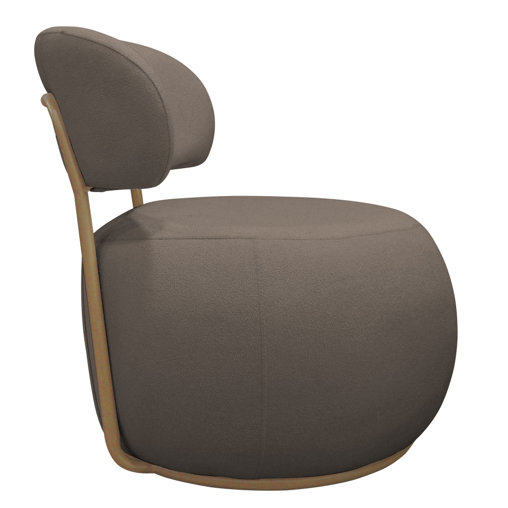 Poltrona Decorativa Greta Base Giratória Ouro Fosco Bouclé Marrom - Nexta Casa