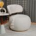 Poltrona Decorativa Greta Base Giratória Ouro Fosco Bouclé Off White - Nexta Casa