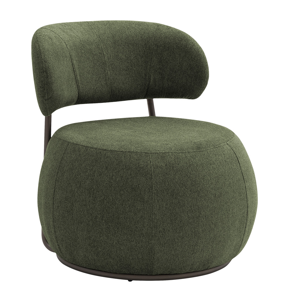 Poltrona Decorativa Greta Base Giratória Titânio Linho Bouclé Verde - Nexta Casa