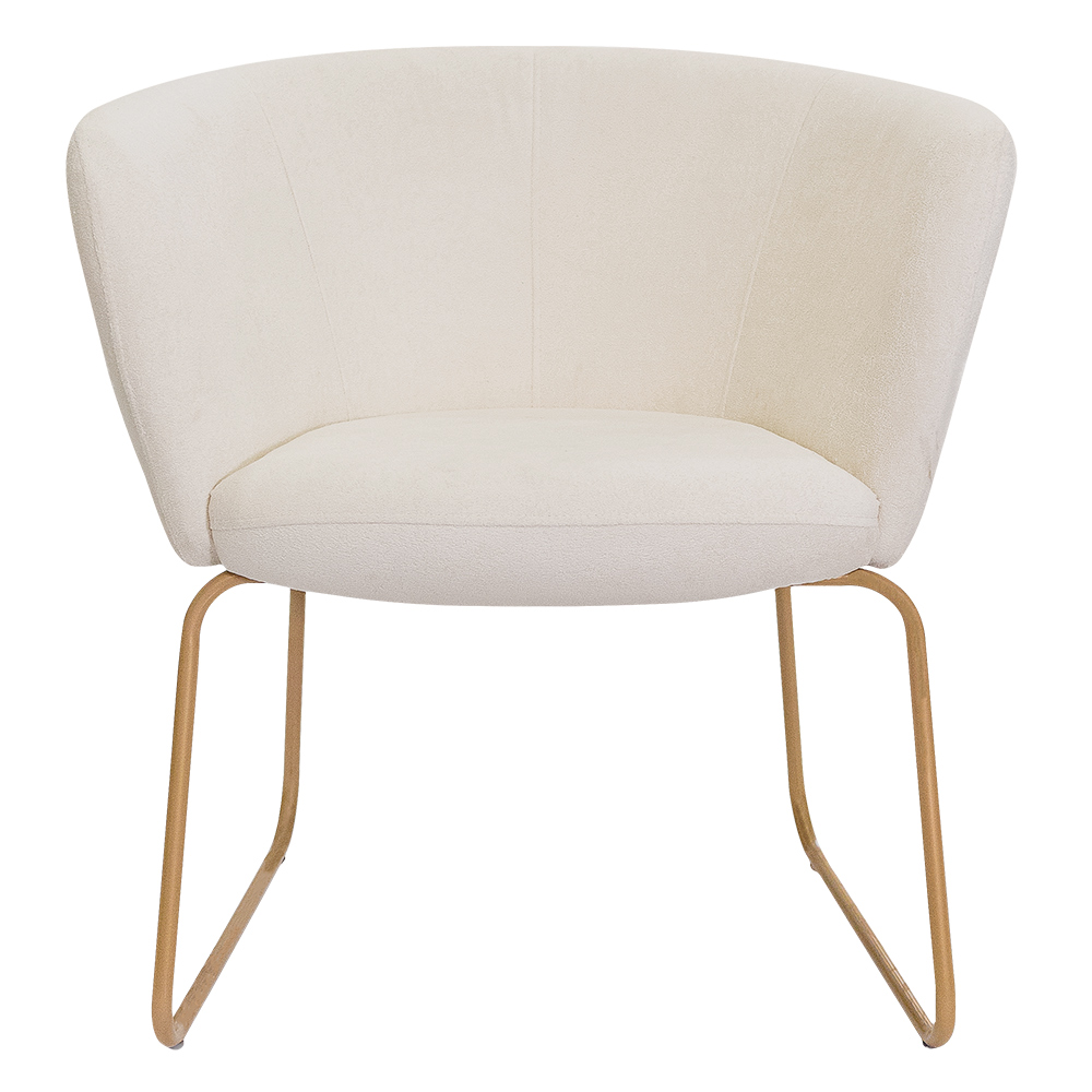 Poltrona Decorativa Isis Base Aço Ouro Fosco Bouclé Off White - Nexta Casa