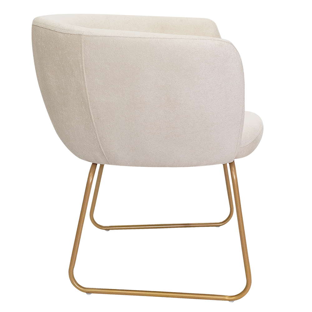 Poltrona Decorativa Isis Base Aço Ouro Fosco Bouclé Off White - Nexta Casa
