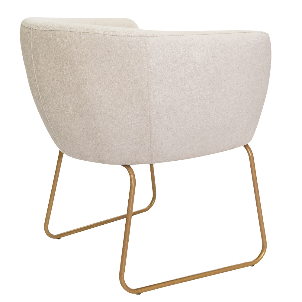 Poltrona Decorativa Isis Base Aço Ouro Fosco Bouclé Off White - Nexta Casa
