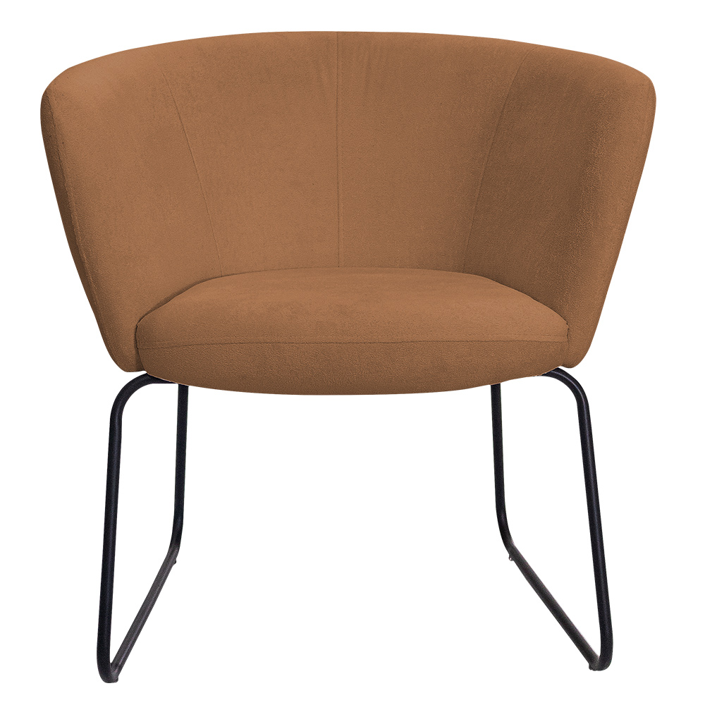 Poltrona Decorativa Isis Base Aço Preto Bouclé Terracota - Nexta Casa