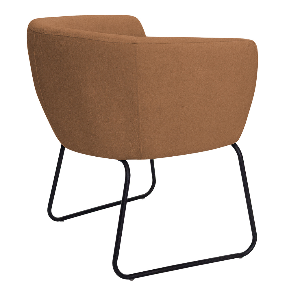 Poltrona Decorativa Isis Base Aço Preto Bouclé Terracota - Nexta Casa