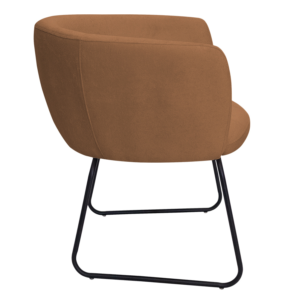 Poltrona Decorativa Isis Base Aço Preto Bouclé Terracota - Nexta Casa