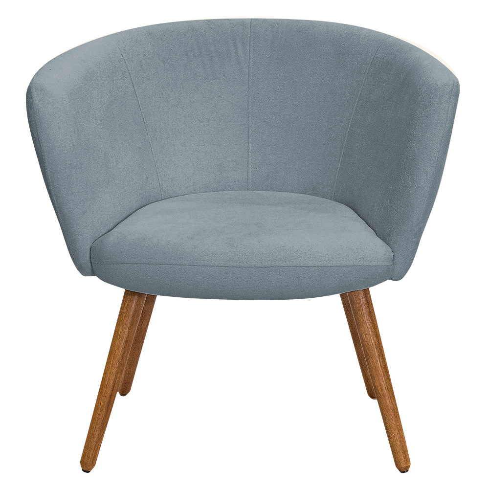 Poltrona Decorativa Isis Pés Palito Castanho Bouclé Azul Claro - Nexta Casa