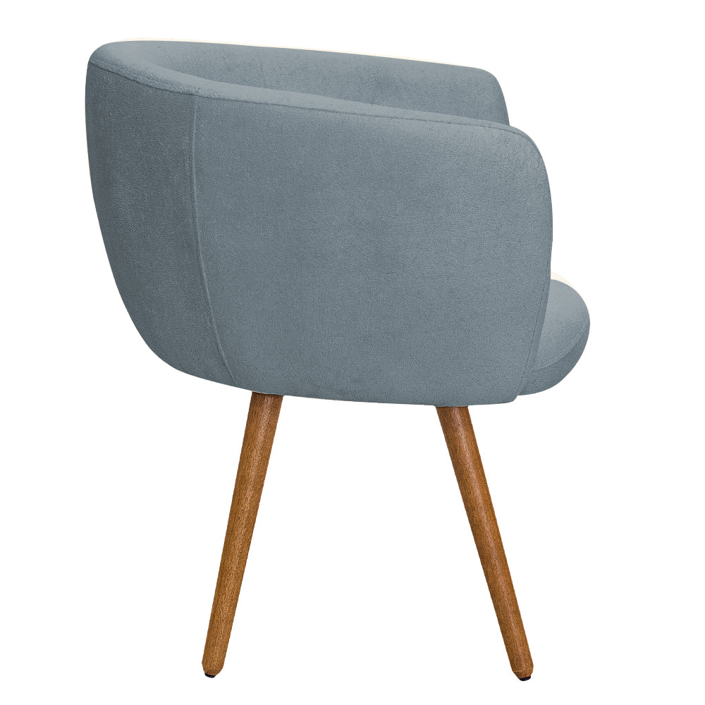 Poltrona Decorativa Isis Pés Palito Castanho Bouclé Azul Claro - Nexta Casa