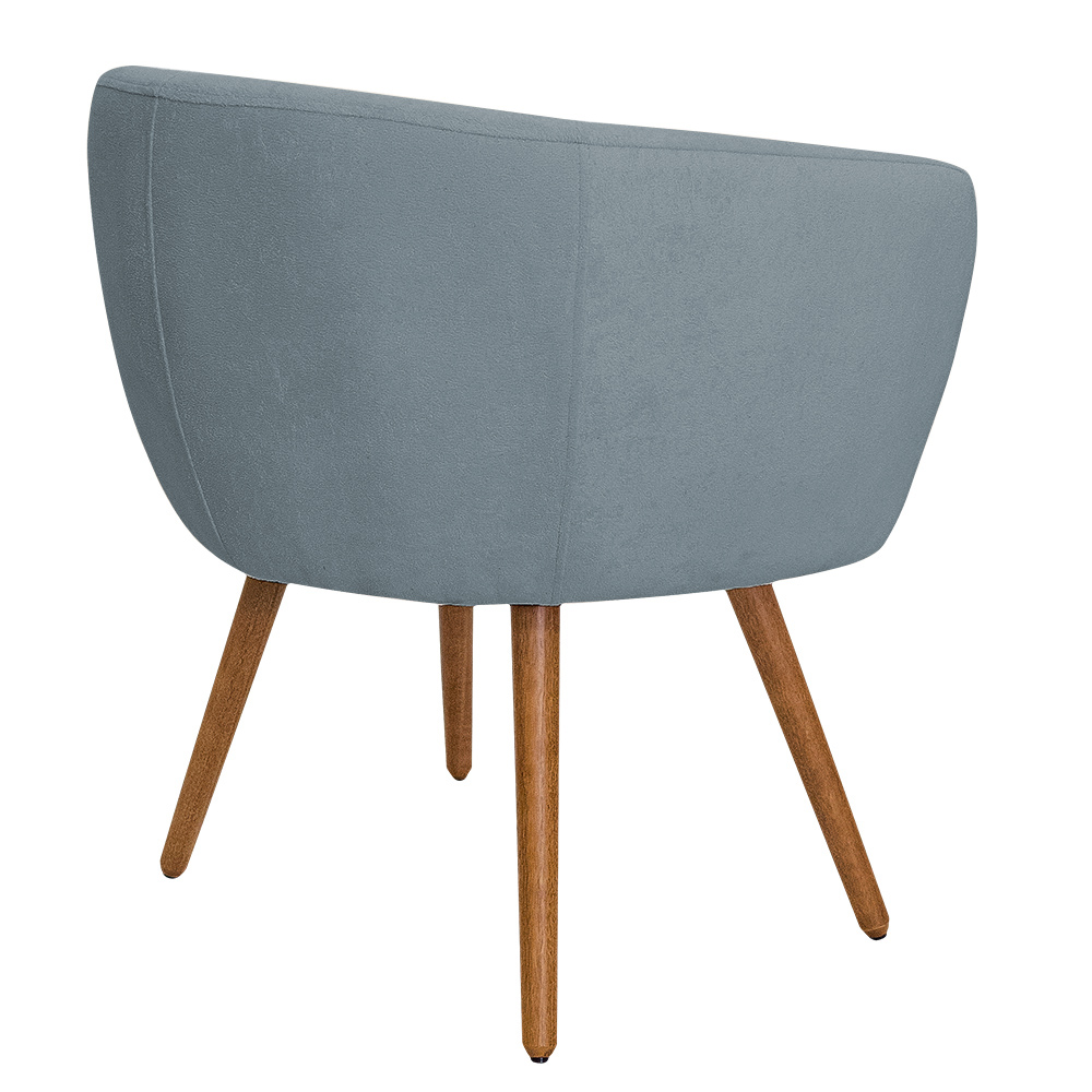 Poltrona Decorativa Isis Pés Palito Castanho Bouclé Azul Claro - Nexta Casa