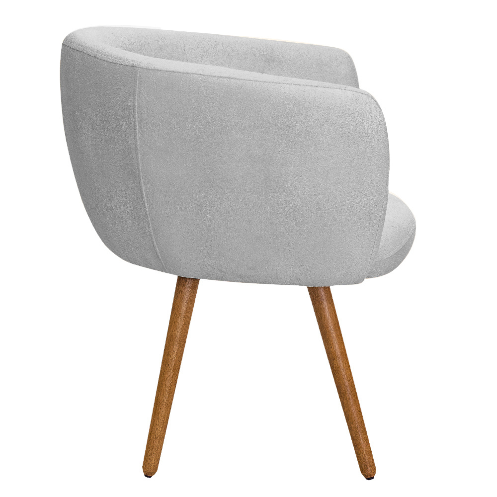 Poltrona Decorativa Isis Pés Palito Castanho Bouclé Cinza Claro - Nexta Casa
