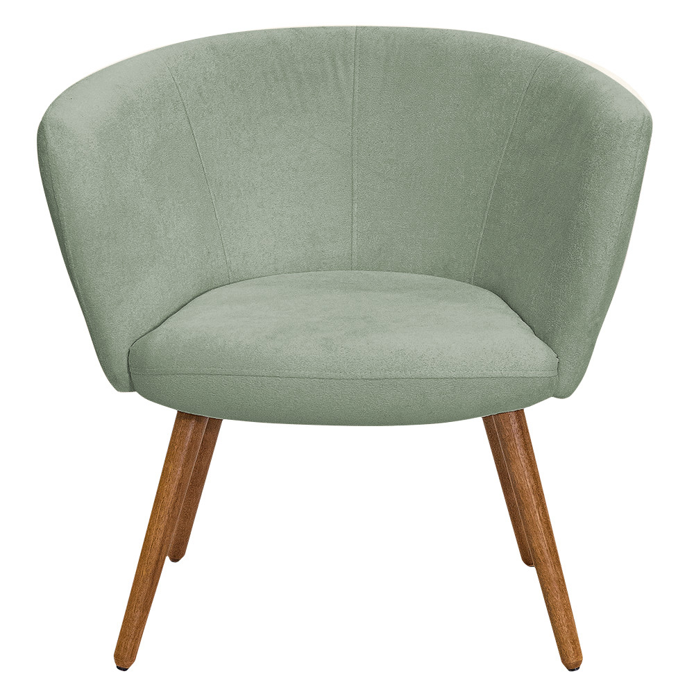 Poltrona Decorativa Isis Pés Palito Castanho Bouclé Verde Claro - Nexta Casa