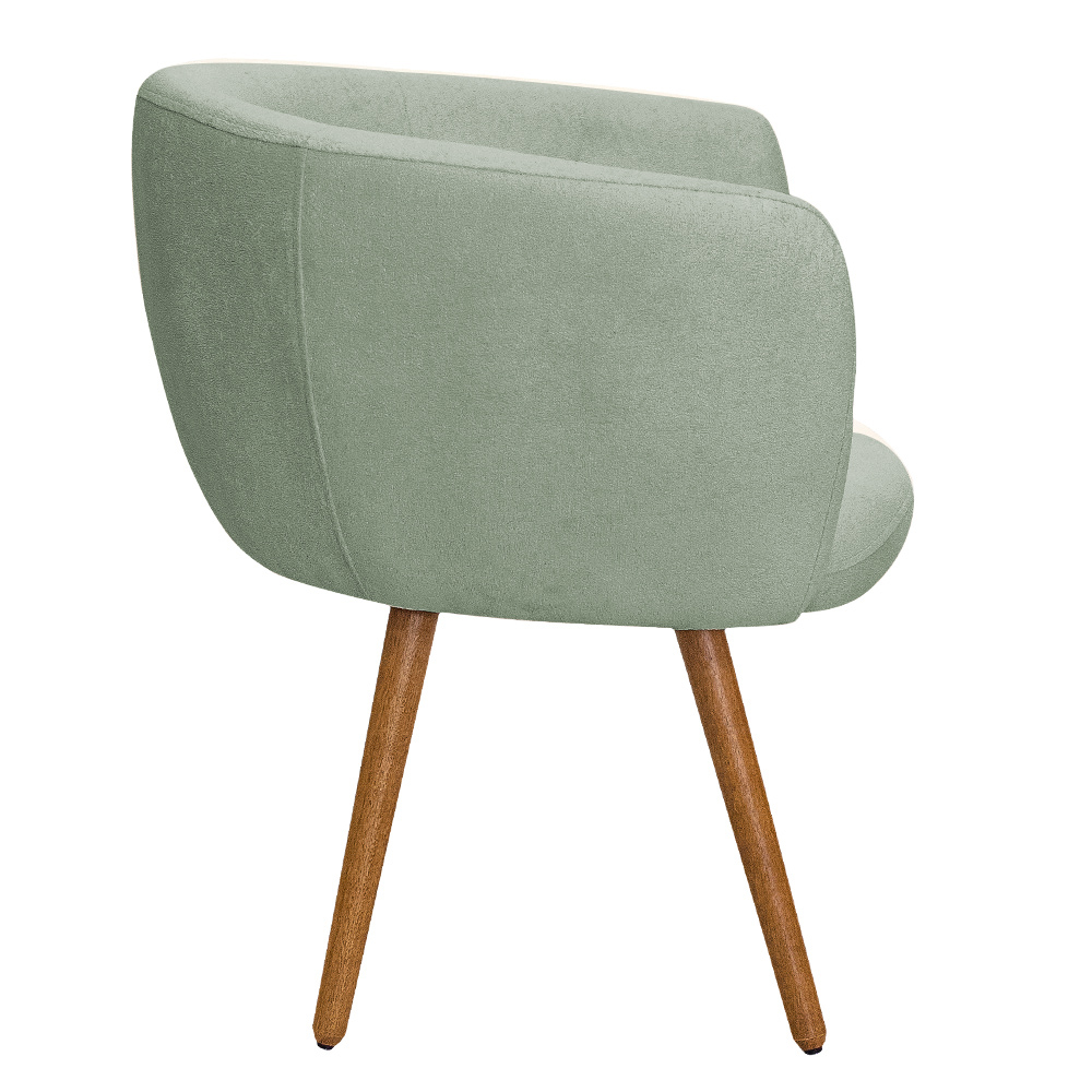 Poltrona Decorativa Isis Pés Palito Castanho Bouclé Verde Claro - Nexta Casa