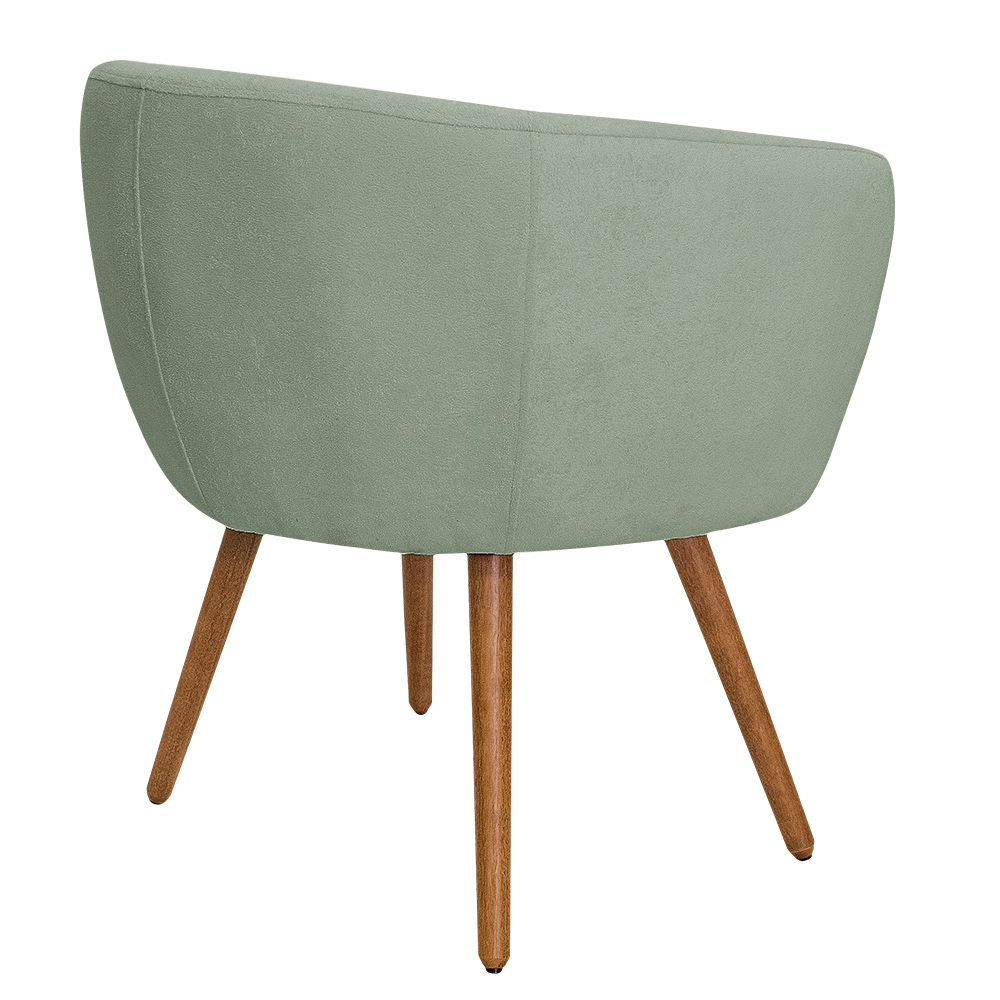 Poltrona Decorativa Isis Pés Palito Castanho Bouclé Verde Claro - Nexta Casa