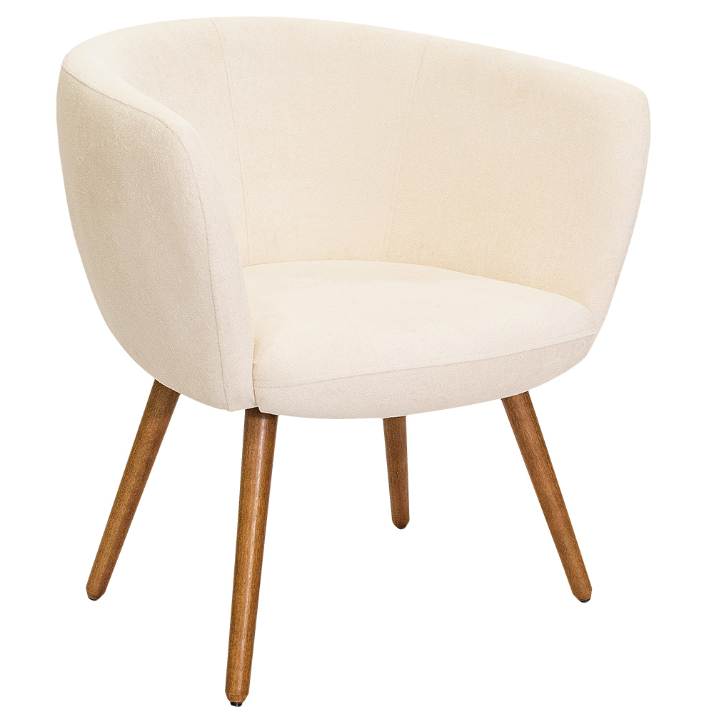 Poltrona Decorativa Isis Pés Palito Castanho Bouclê Off White - Nexta Casa