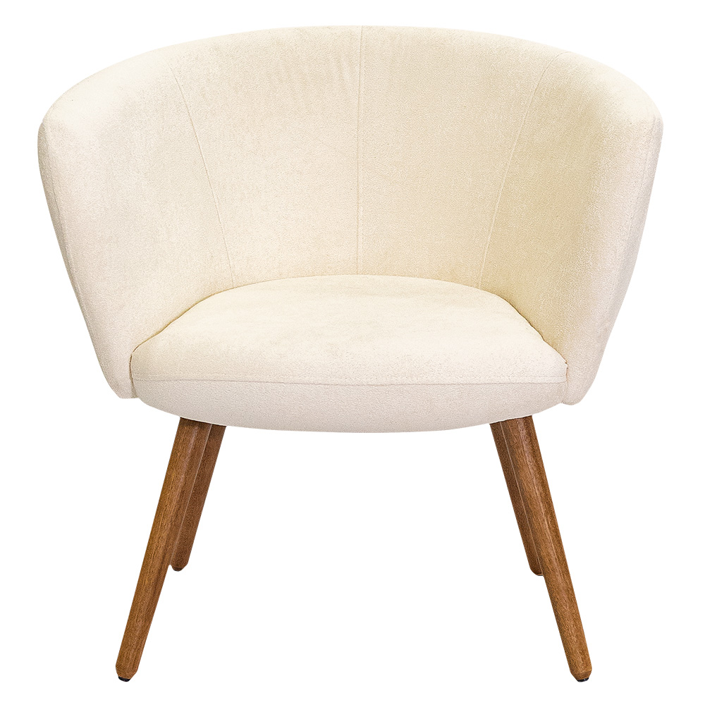 Poltrona Decorativa Isis Pés Palito Castanho Bouclê Off White - Nexta Casa