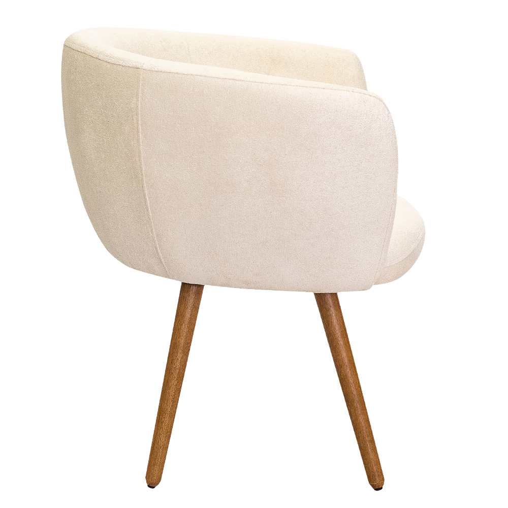 Poltrona Decorativa Isis Pés Palito Castanho Bouclê Off White - Nexta Casa