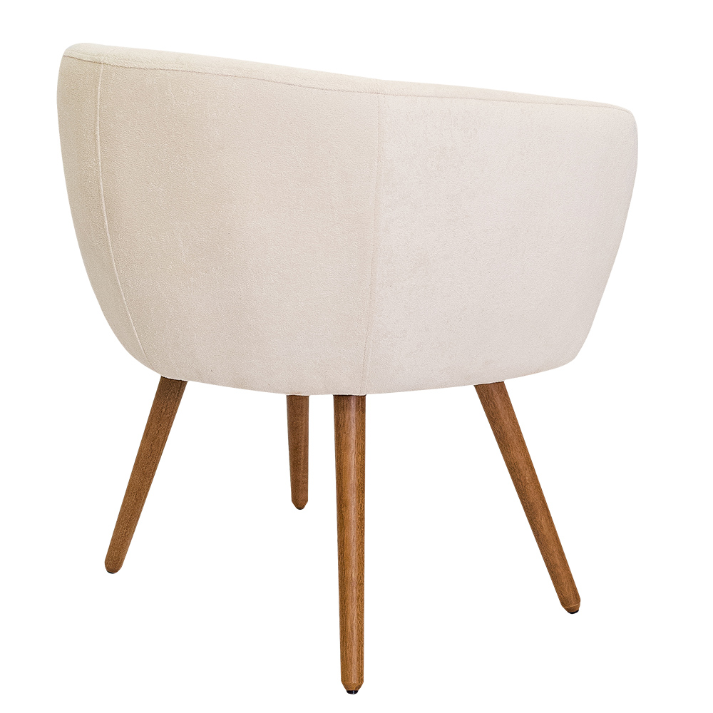 Poltrona Decorativa Isis Pés Palito Castanho Bouclê Off White - Nexta Casa