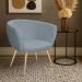 Poltrona Decorativa Isis Pés Palito Ouro Fosco Bouclé Azul Claro - Nexta Casa