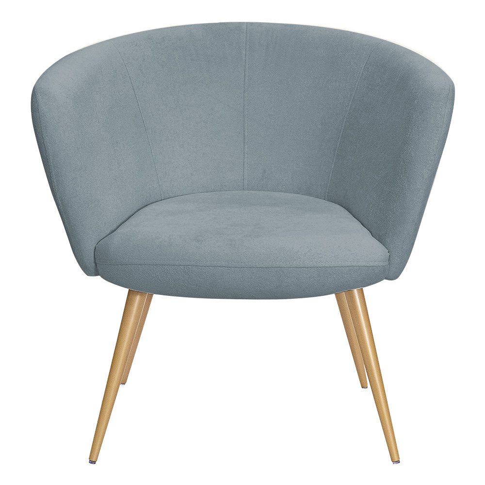 Poltrona Decorativa Isis Pés Palito Ouro Fosco Bouclé Azul Claro - Nexta Casa