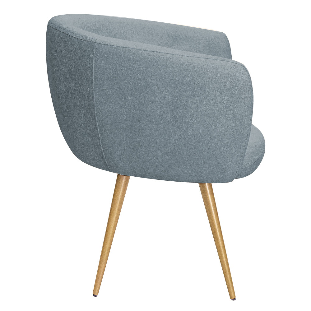 Poltrona Decorativa Isis Pés Palito Ouro Fosco Bouclé Azul Claro - Nexta Casa