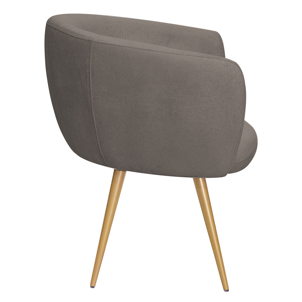 Poltrona Decorativa Isis Pés Palito Ouro Fosco Bouclé Marrom - Nexta Casa