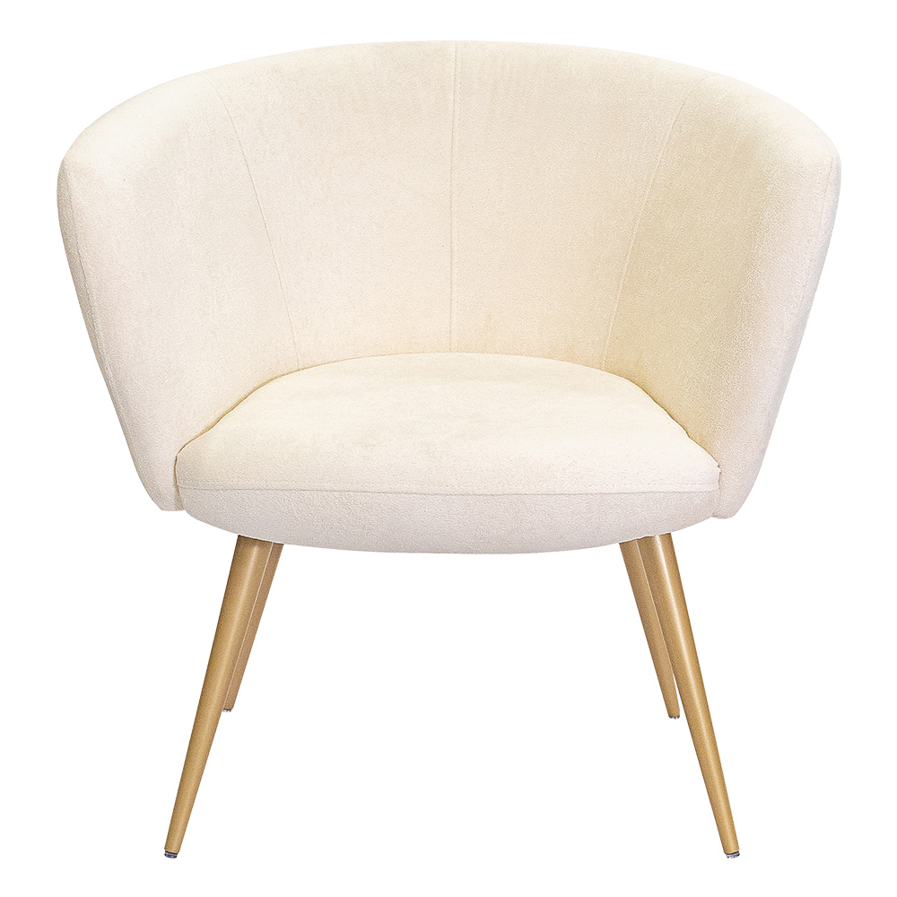 Poltrona Decorativa Isis Pés Palito Ouro Fosco Bouclé Off White - Nexta Casa