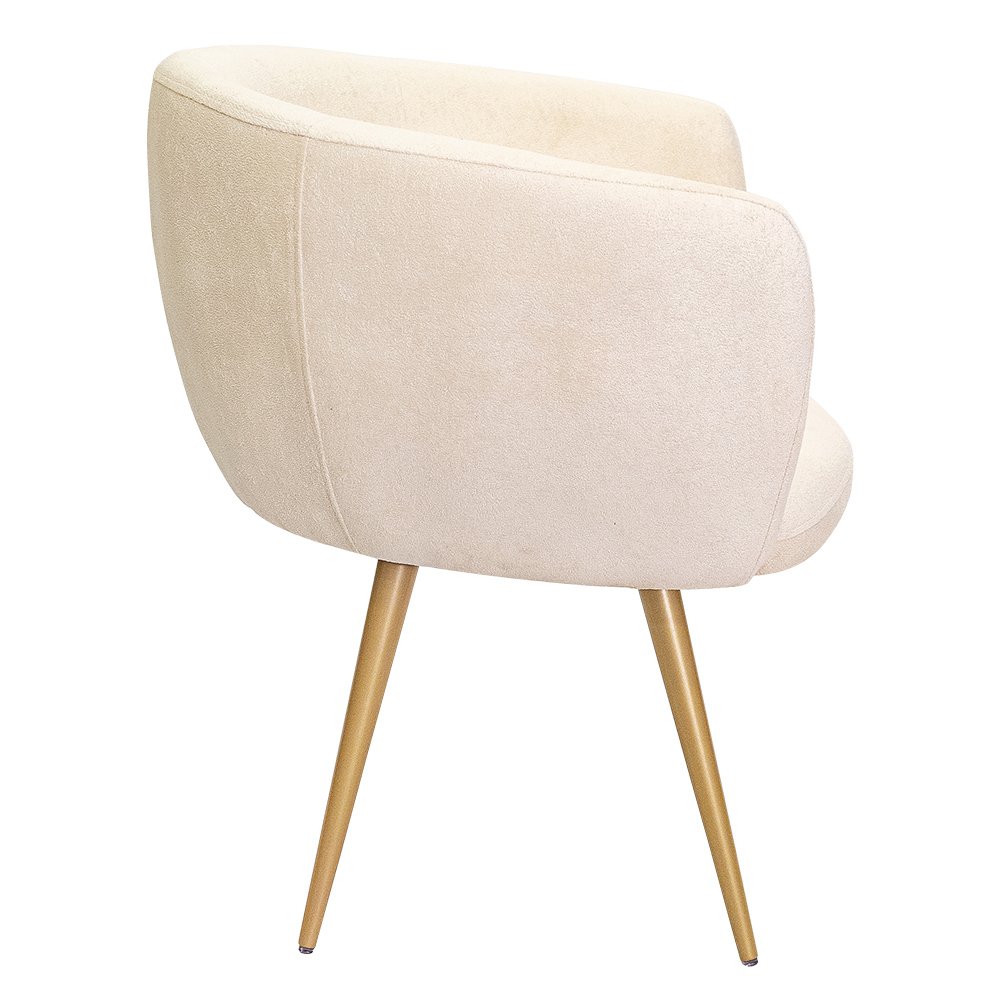 Poltrona Decorativa Isis Pés Palito Ouro Fosco Bouclé Off White - Nexta Casa