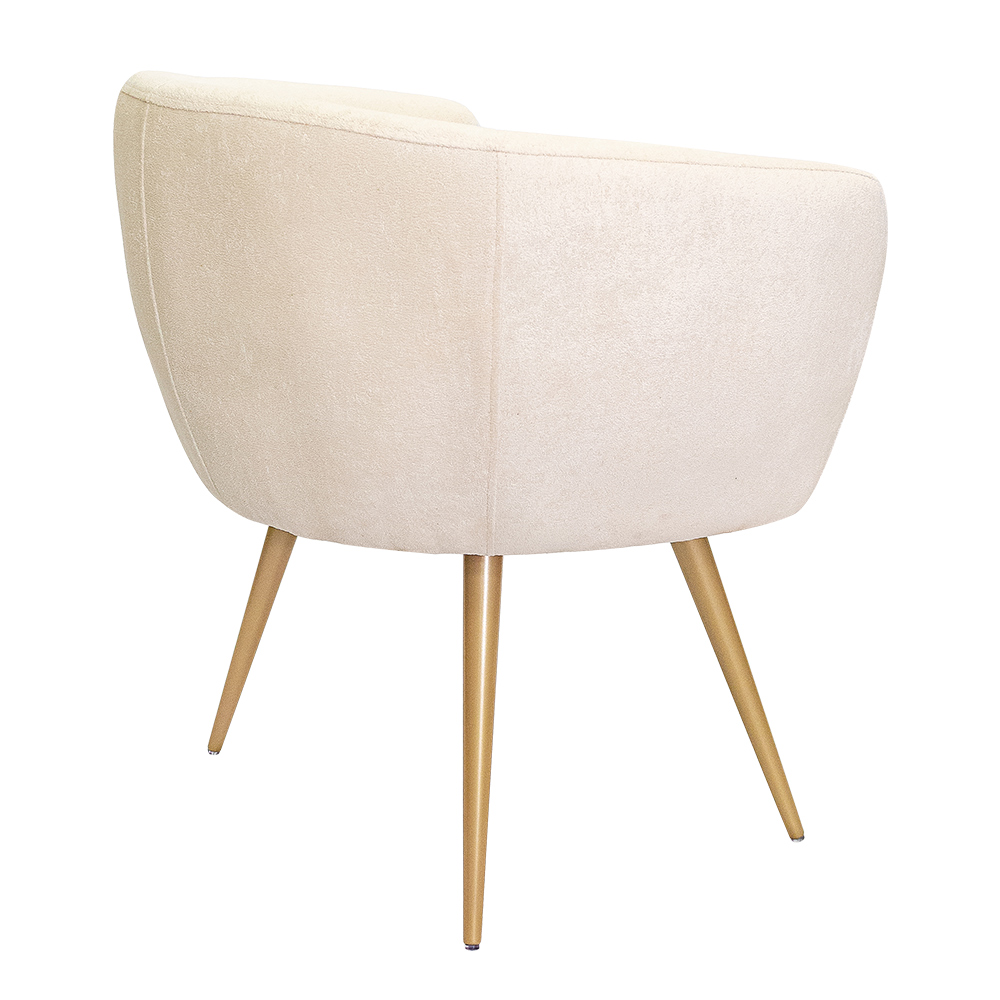 Poltrona Decorativa Isis Pés Palito Ouro Fosco Bouclé Off White - Nexta Casa