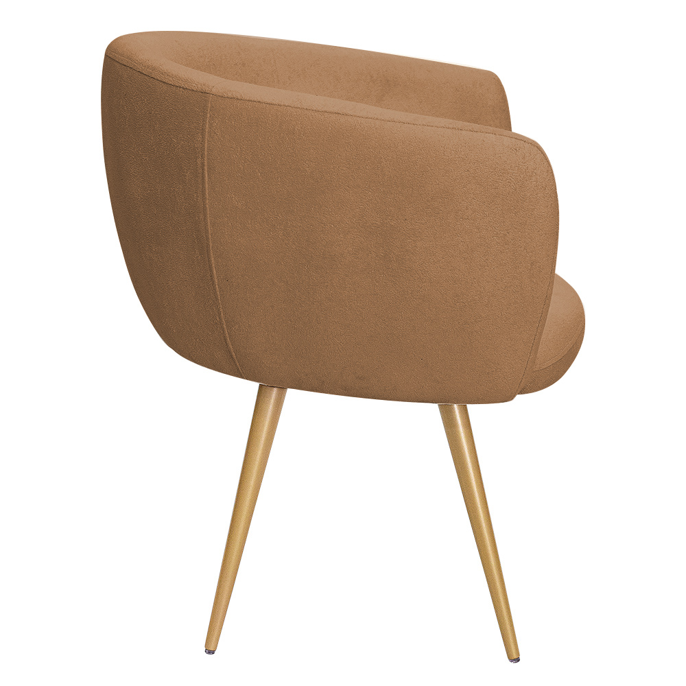 Poltrona Decorativa Isis Pés Palito Ouro Fosco Bouclé Terracota - Nexta Casa
