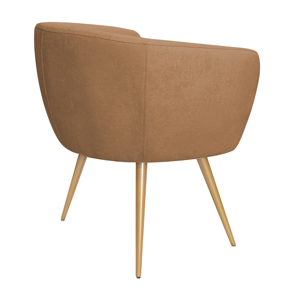 Poltrona Decorativa Isis Pés Palito Ouro Fosco Bouclé Terracota - Nexta Casa