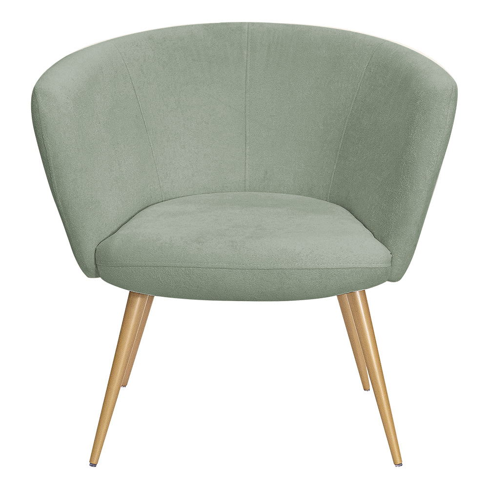 Poltrona Decorativa Isis Pés Palito Ouro Fosco Bouclé Verde Claro - Nexta Casa