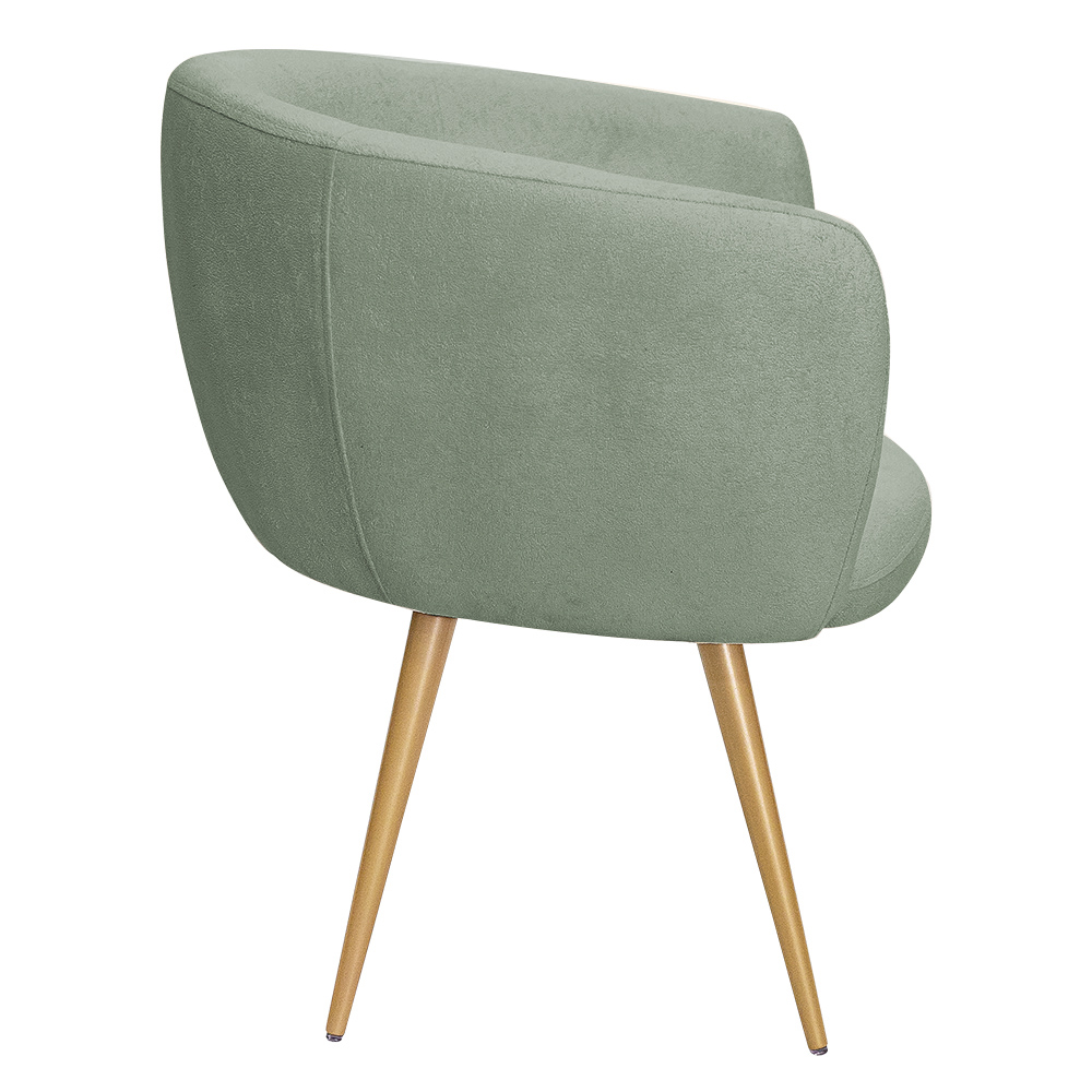 Poltrona Decorativa Isis Pés Palito Ouro Fosco Bouclé Verde Claro - Nexta Casa