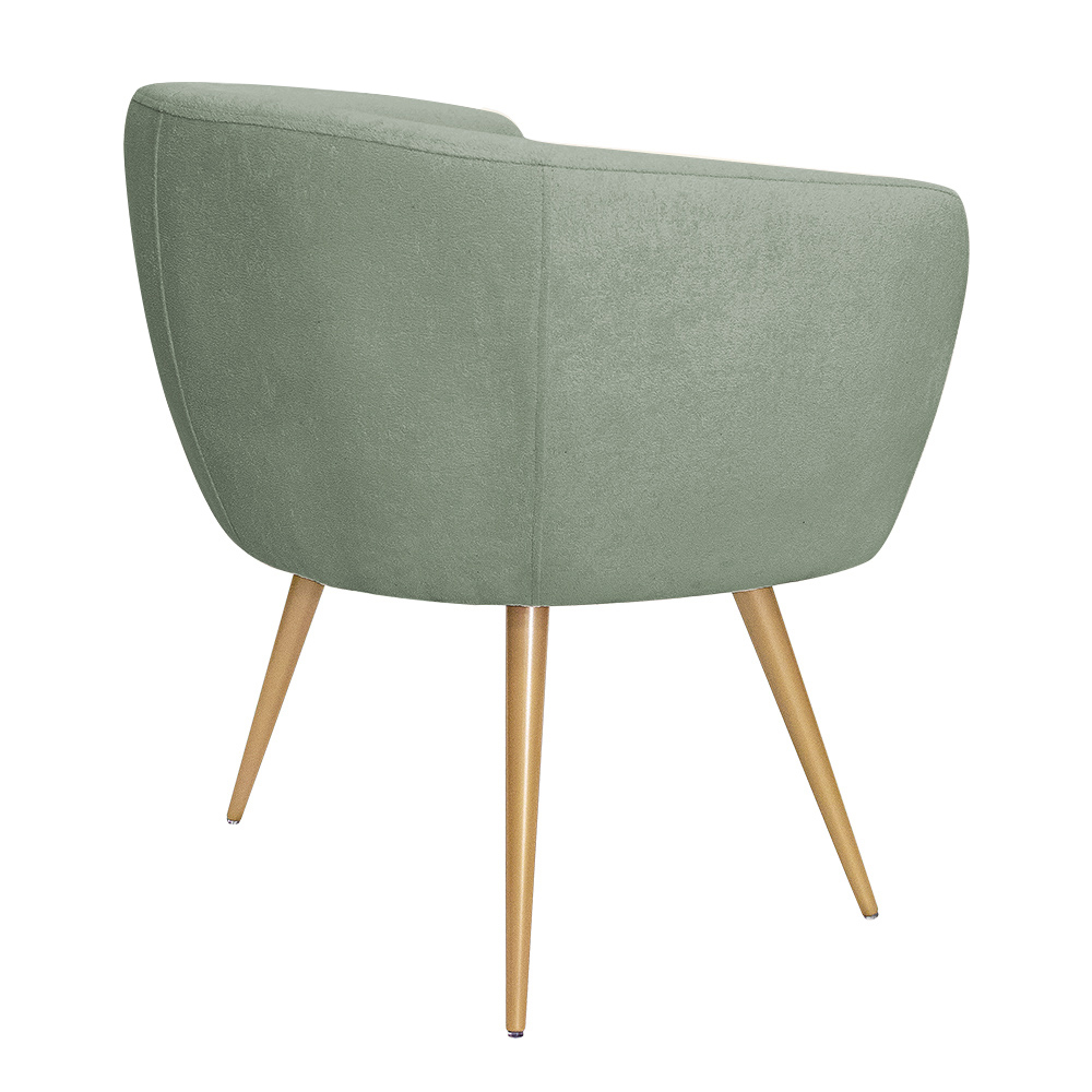 Poltrona Decorativa Isis Pés Palito Ouro Fosco Bouclé Verde Claro - Nexta Casa