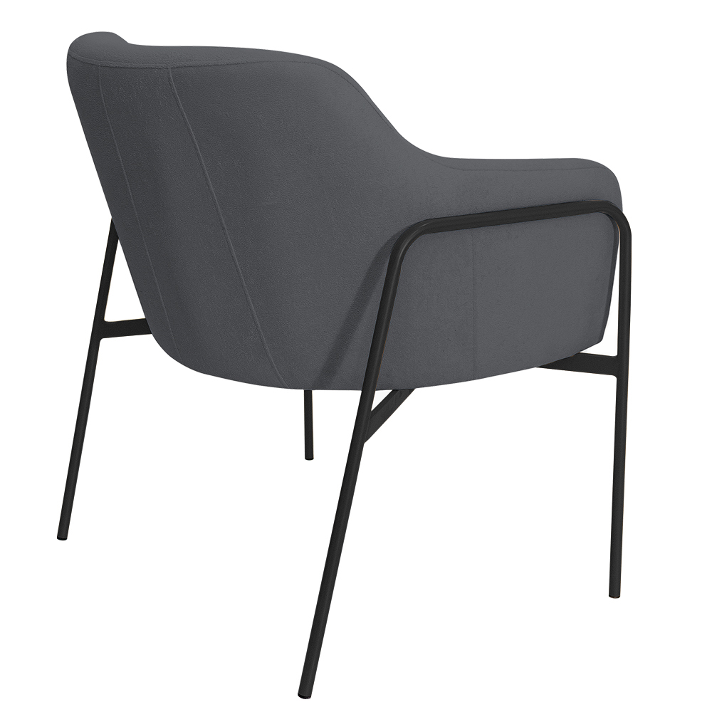 Poltrona Decorativa Jade Base Aço Preto Bouclé Grafite - Nexta Casa