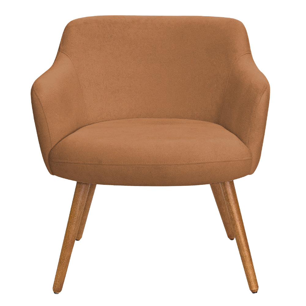 Poltrona Decorativa Jade Pés Palito Castanho Bouclé Terracota - Nexta Casa