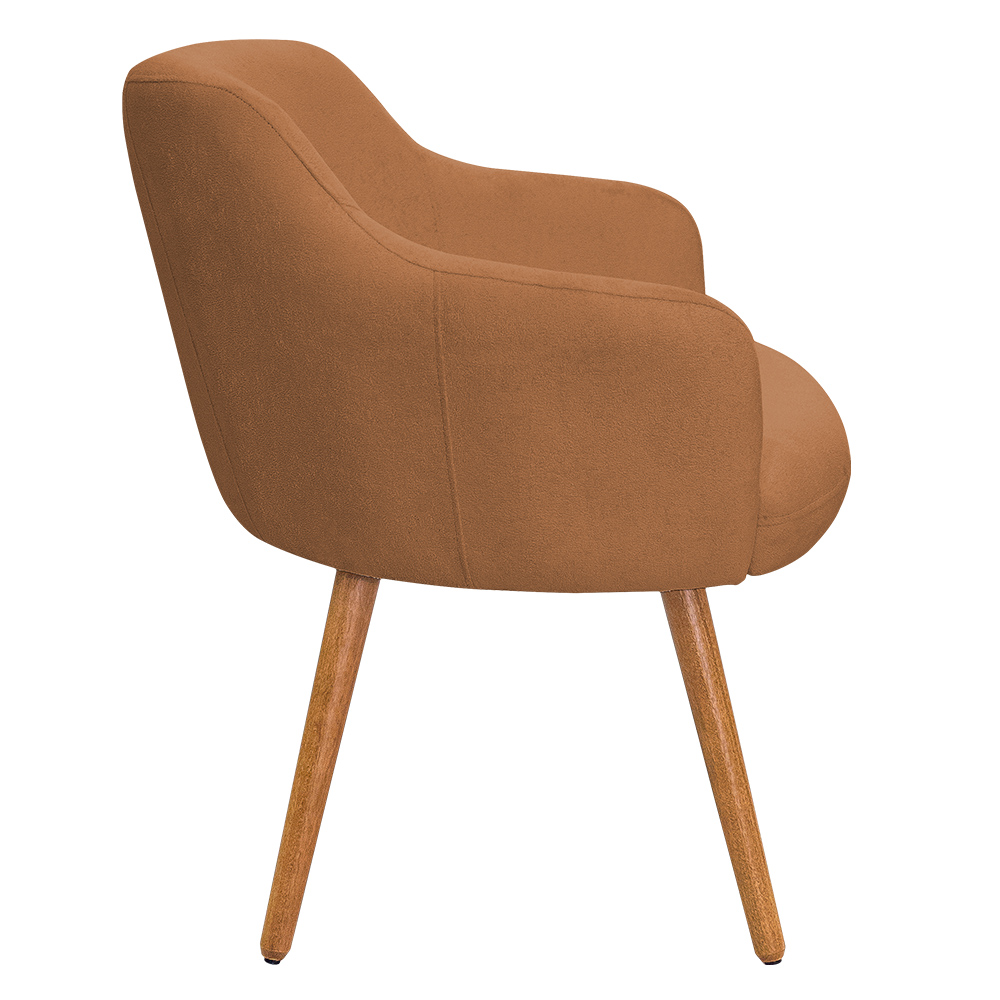 Poltrona Decorativa Jade Pés Palito Castanho Bouclé Terracota - Nexta Casa