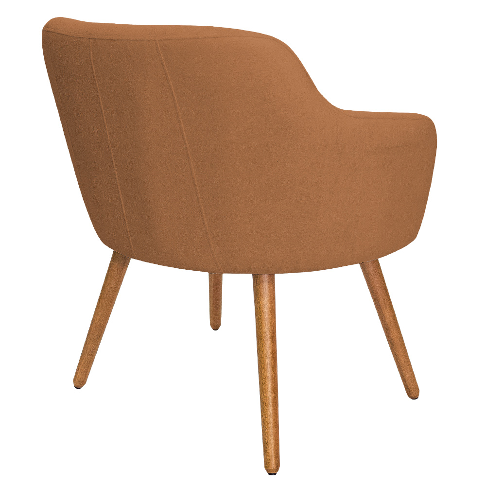 Poltrona Decorativa Jade Pés Palito Castanho Bouclé Terracota - Nexta Casa