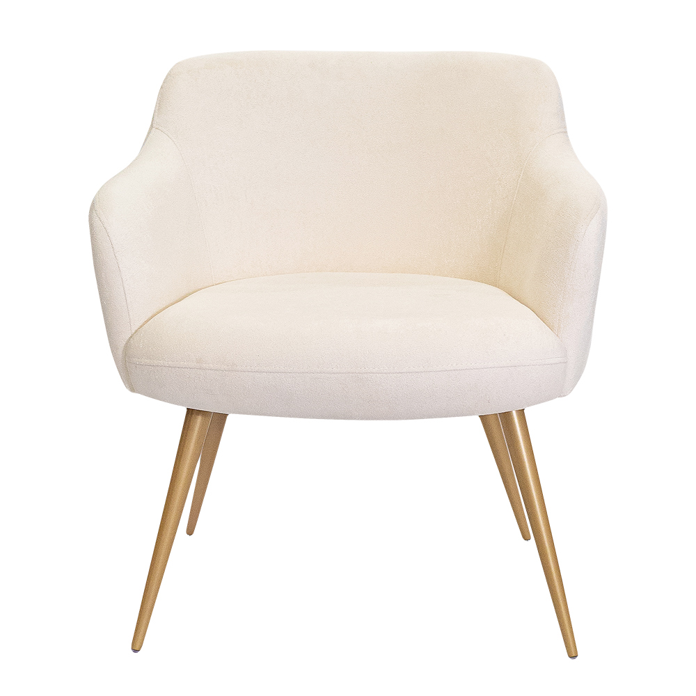 Poltrona Decorativa Jade Pés Palito Ouro Fosco Bouclé Off White - Nexta Casa