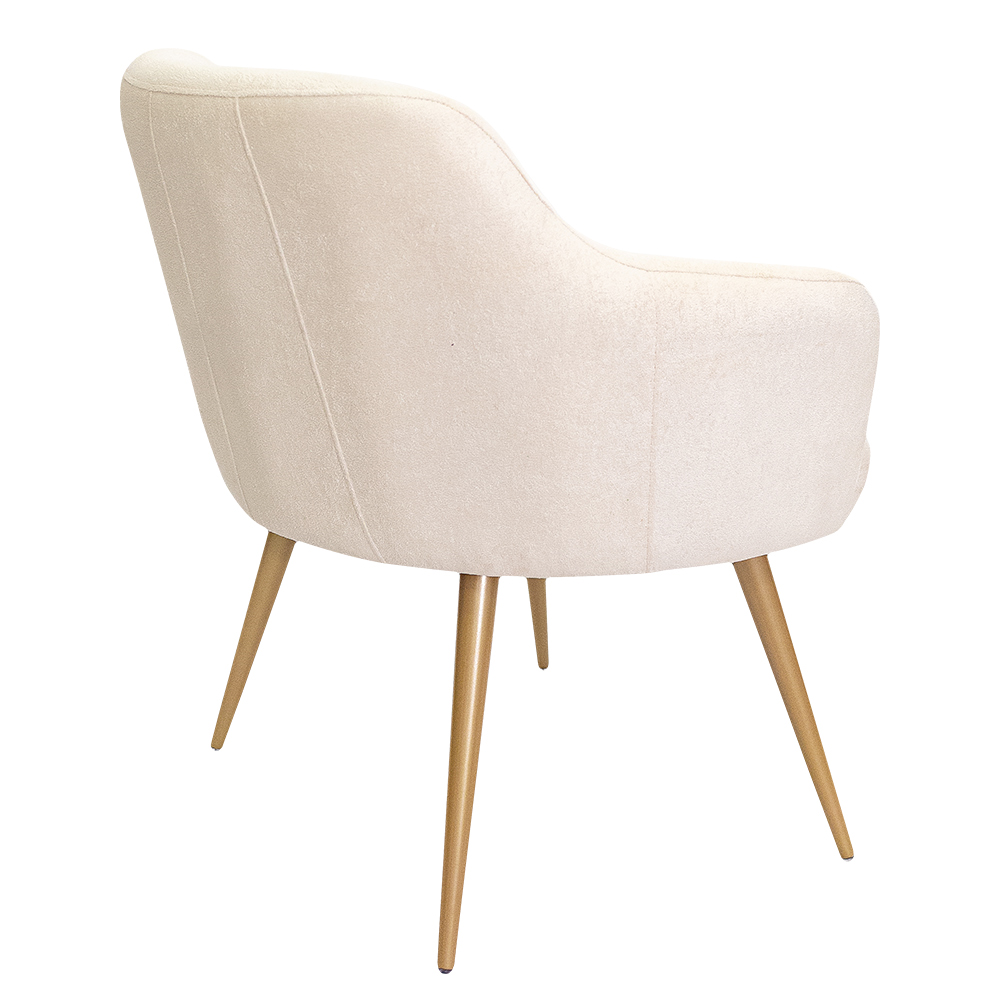 Poltrona Decorativa Jade Pés Palito Ouro Fosco Bouclé Off White - Nexta Casa