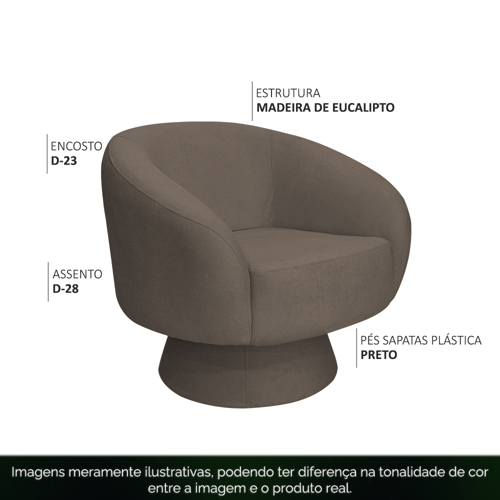 Poltrona Decorativa Liz Base Fixa Bouclê Marrom - Nexta Casa