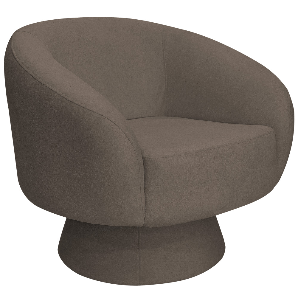 Poltrona Decorativa Liz Base Giratória Bouclê Marrom - Nexta Casa