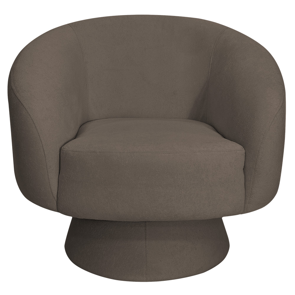 Poltrona Decorativa Liz Base Giratória Bouclê Marrom - Nexta Casa
