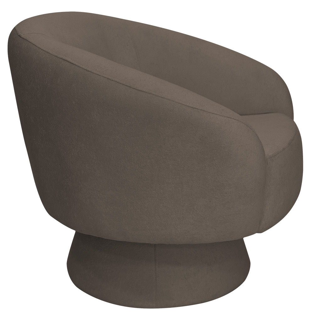 Poltrona Decorativa Liz Base Giratória Bouclê Marrom - Nexta Casa