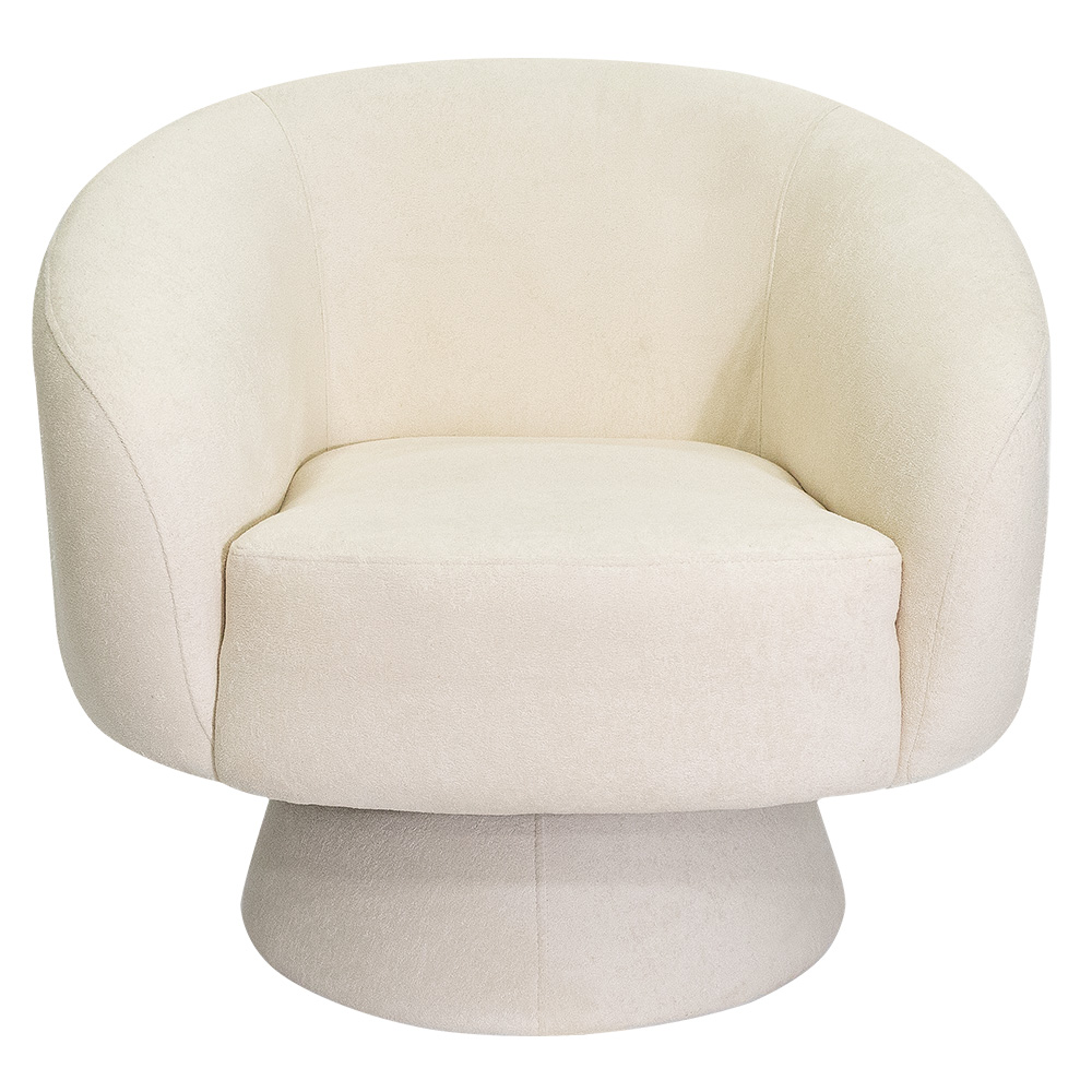 Poltrona Decorativa Liz Base Giratória Bouclê Off White - Nexta Casa