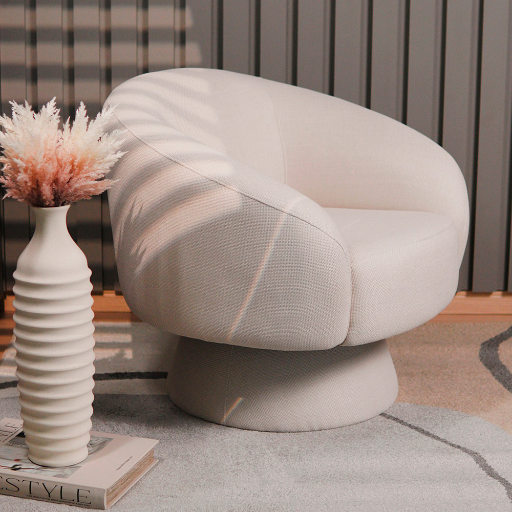 Poltrona Decorativa Liz Fixa Linhão Off White - Nexta Casa