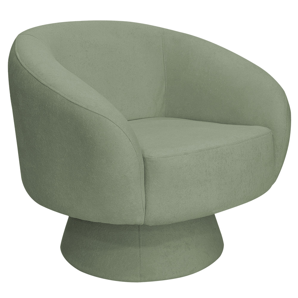 Poltrona Decorativa Liz Giratória Bouclé Verde Claro - Nexta Casa